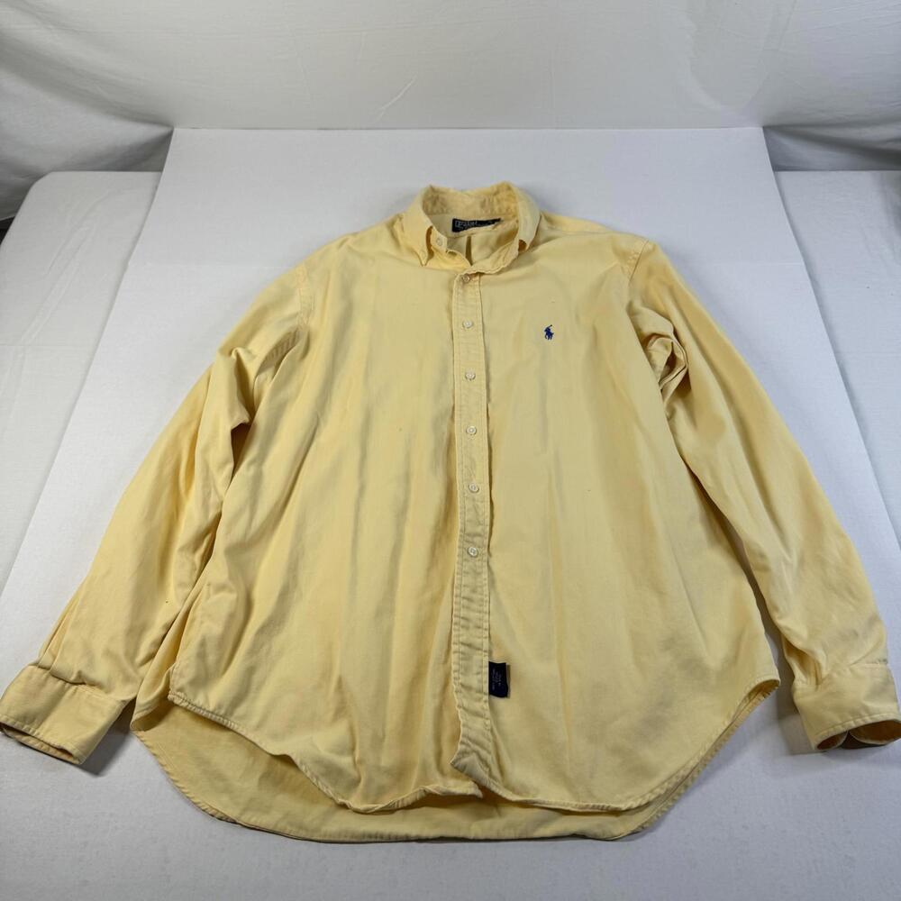Ralph Lauren Yellow Button Up Long Sleeve Size XL Heavy Duty